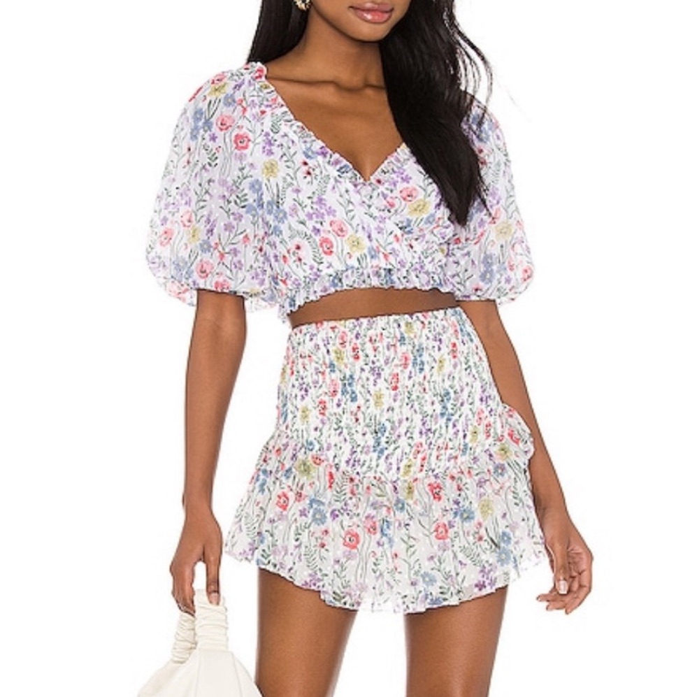 Saylor Teryn Smocked Floral Skirt Set In Multi